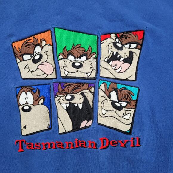 Vintage Tasmanian Devil Sweatshirt Womens Large 24x23 Blue - Picture 12 of 15